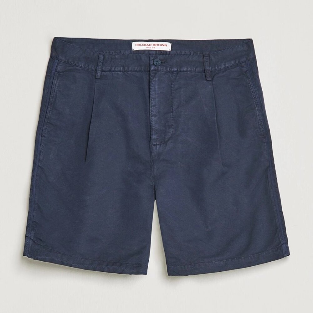 Orlebar Brown Searose Linen Cotton Shorts in Night Iris
